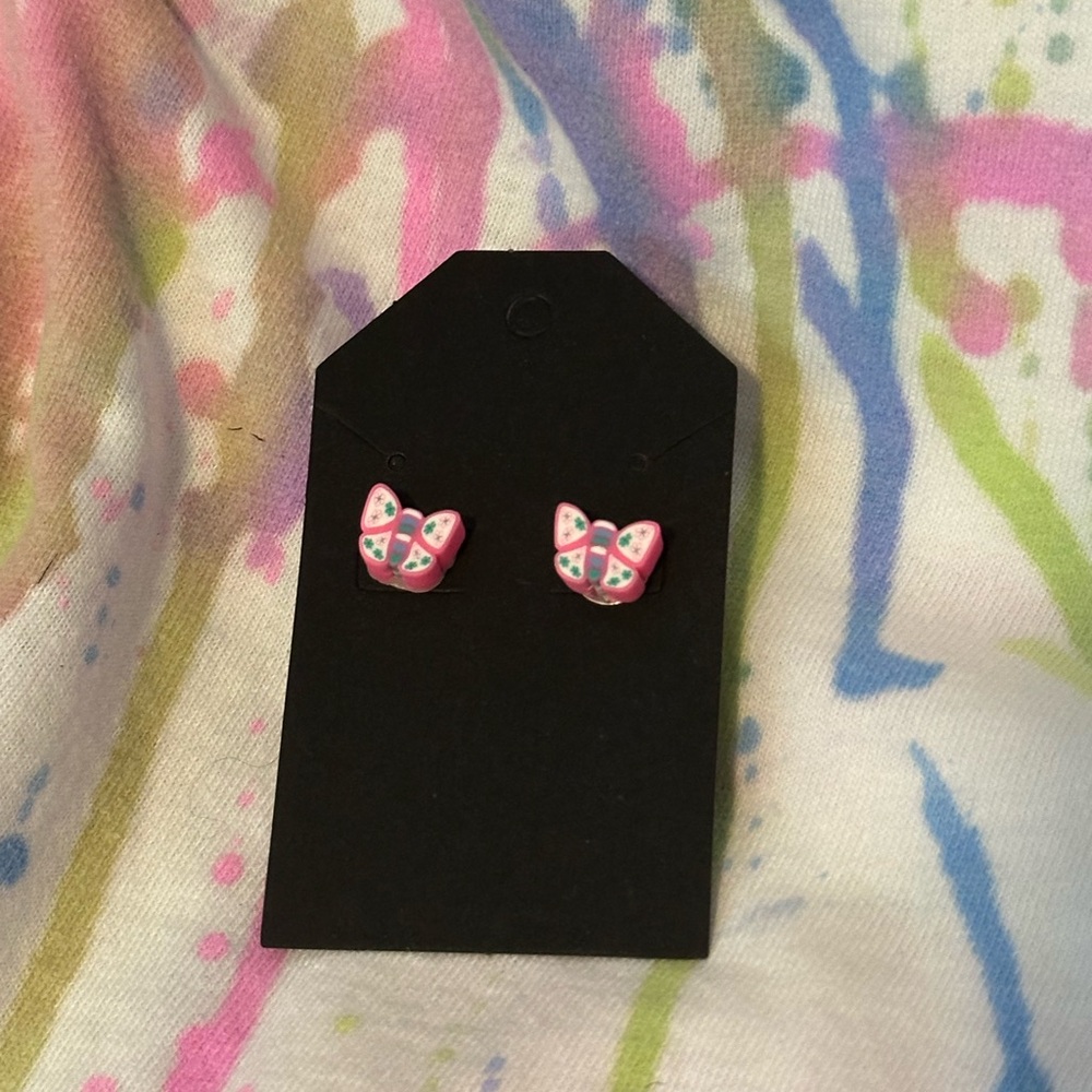 Pink Butterfly Kids Earrings